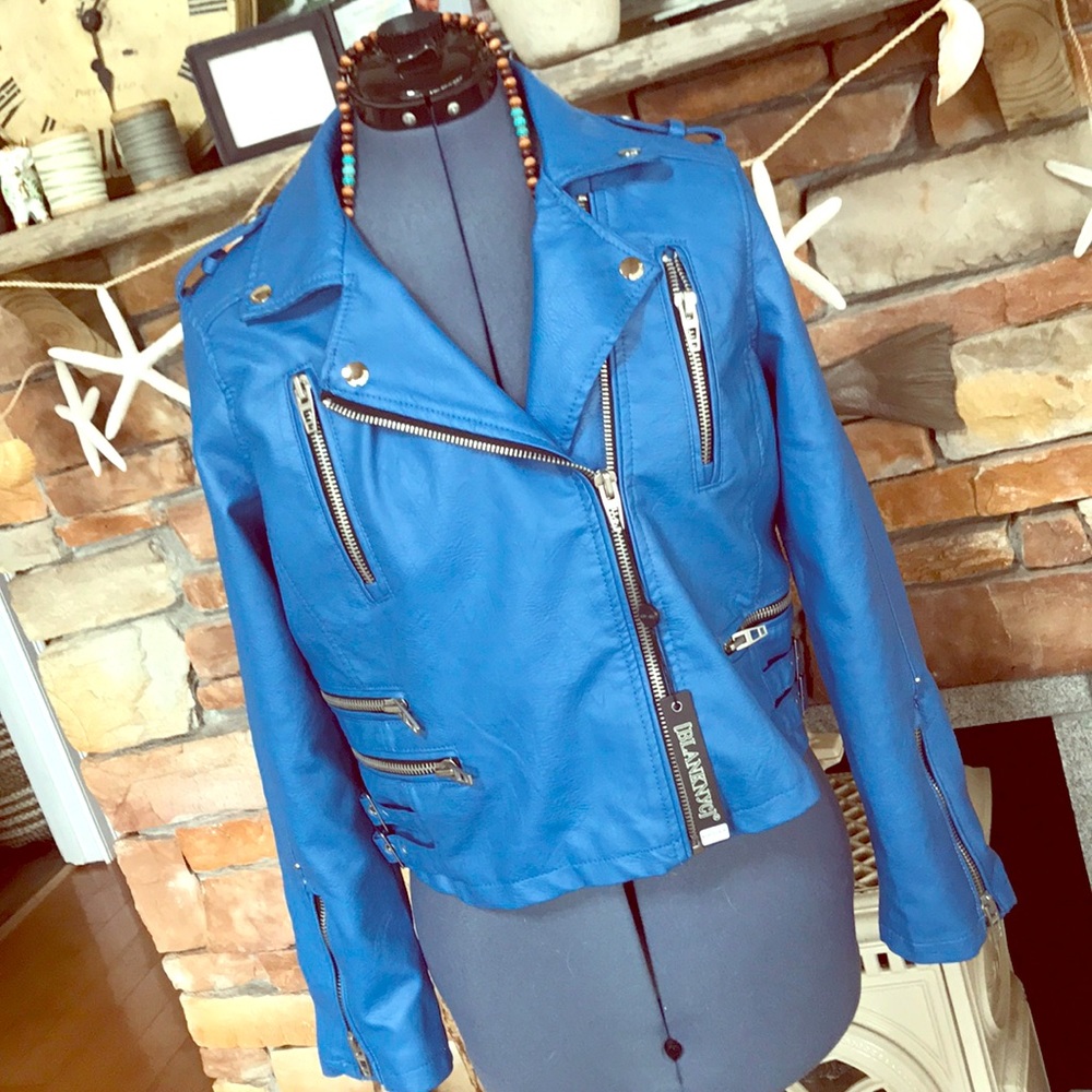 NWT Blank NYC Royal Blue Moto Jacket Size M